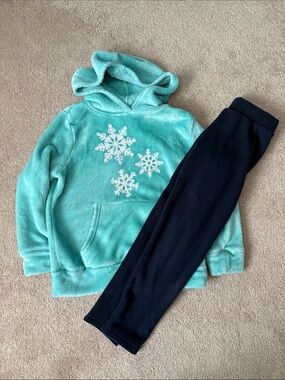 Falls Creek Aqua Snowflake Fleece Hoodie & Navy Joggers